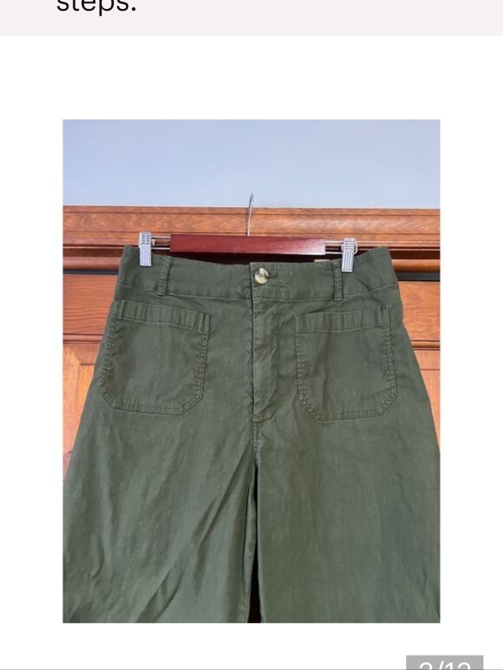 Anthropologie Olive Green Wide-Leg Pants
